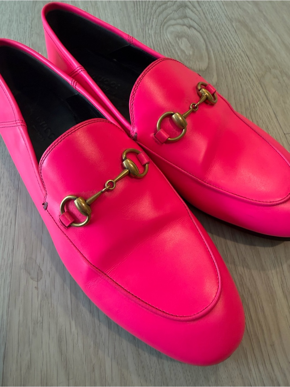Gucci Hot Pink Leather Horsebit Loafers